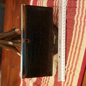 Black embossed clutch wallet
